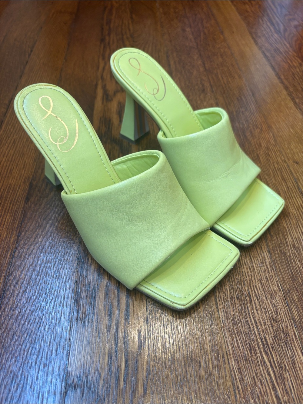 Sam Edelman Lime Green Square-Toe Mule Heels